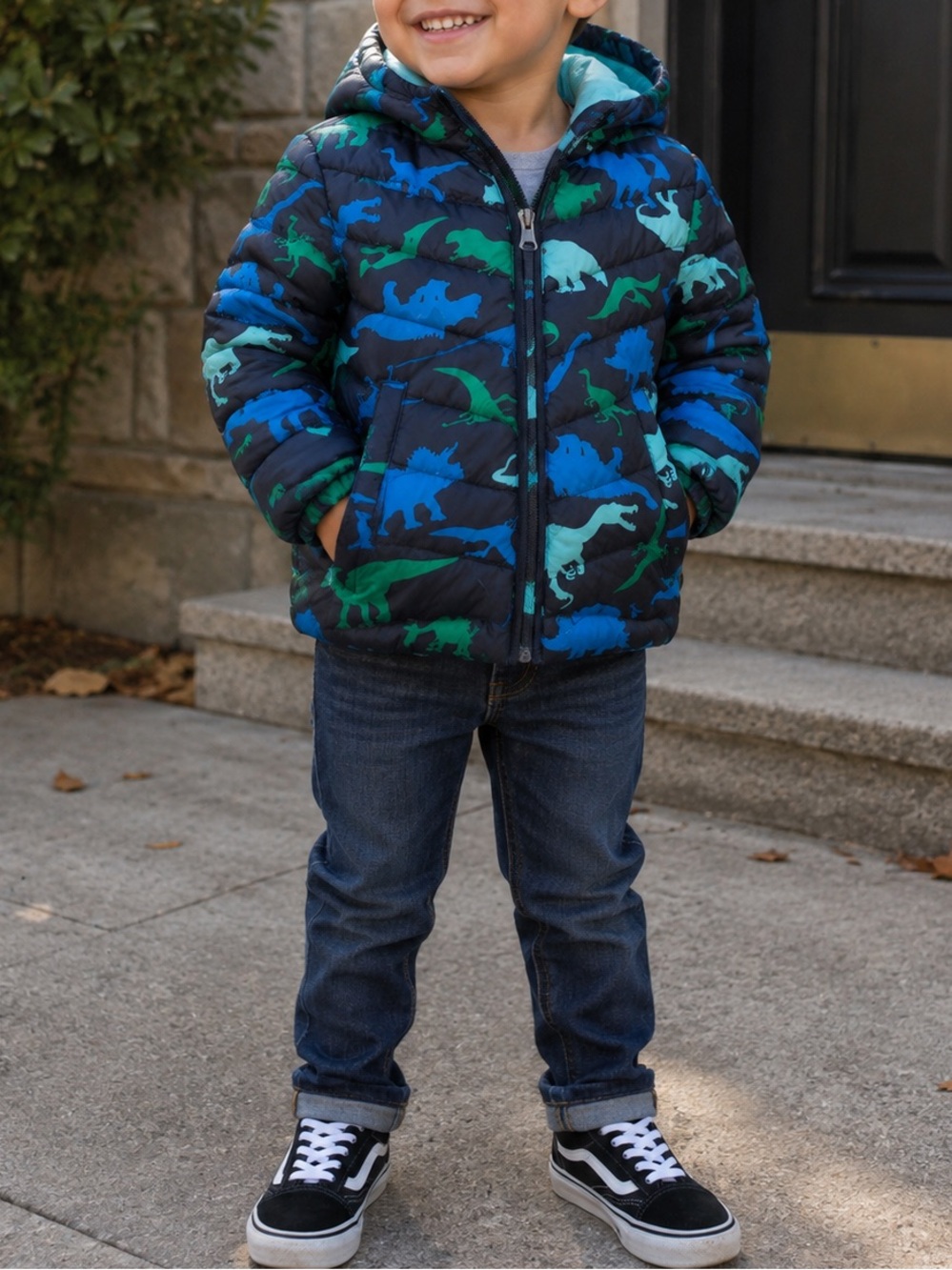 George Dinosaur Print Puffer Jacket Size 3T